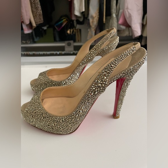 Christian Louboutin Crystal Gold Heels - Picture 2 of 3